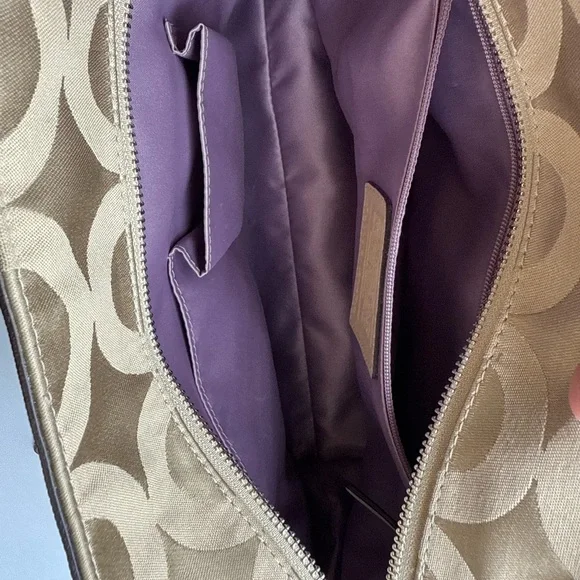 Coach East West Chelsea Op Art Tan Shoulder Bag Signature Tote Bag Pre Owned - Picture 8 of 9